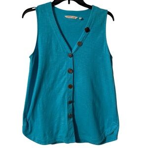 Aqua/teal Sleeveless specialty Button Top size small
